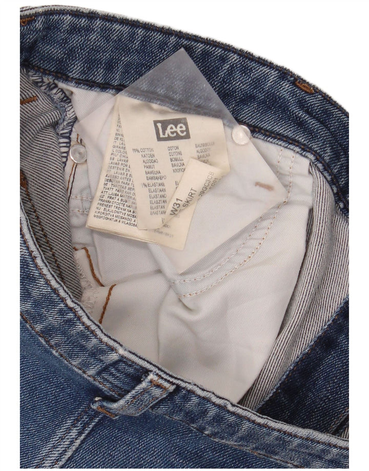 Saia jeans feminina LEE W31 algodão azul médio