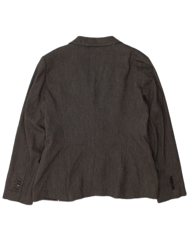 Jaqueta blazer feminina Zara com 1 botão Reino Unido 18 XL cinza viscose