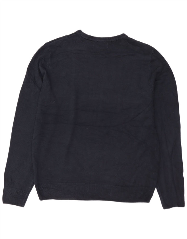Suéter masculino MARKS & SPENCER com gola redonda grande acrílico azul marinho