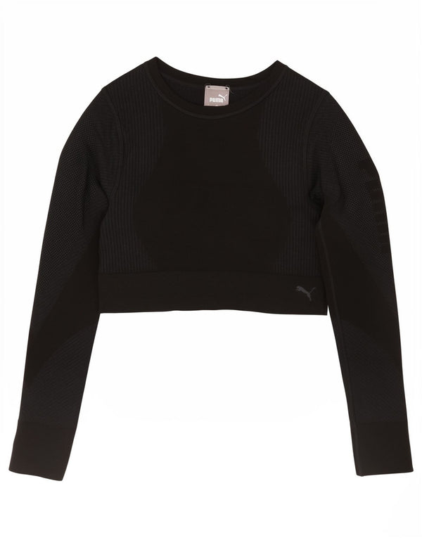 Puma Crop Top Feminino Manga Longa UK 12 Médio Preto Esportes