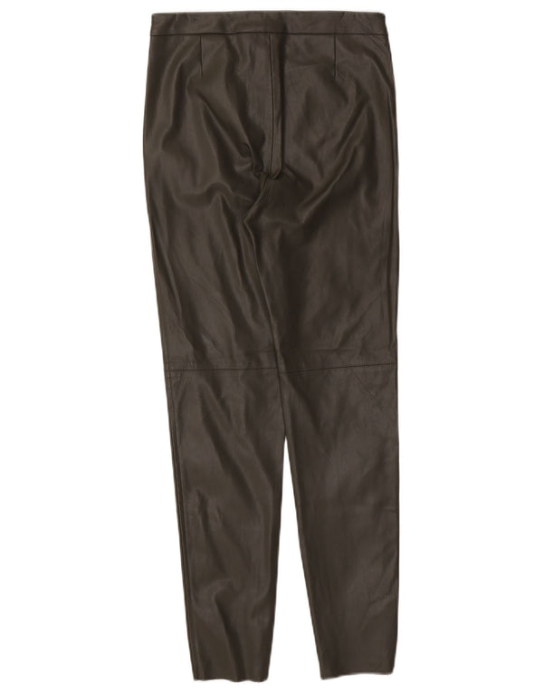 Zara Calça feminina skinny de couro sintético pequena W26 L27 poliéster cáqui