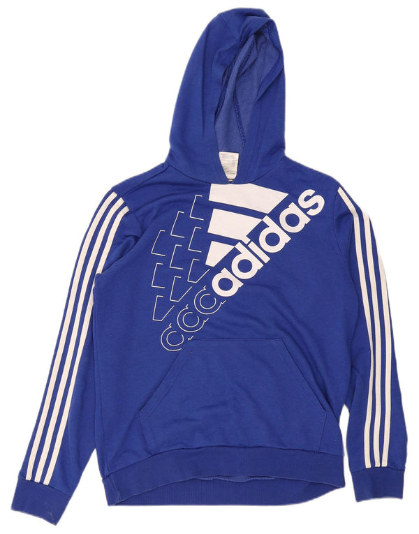 Adidas Meninos Graphic Hoodie Jumper 15-16 Anos Azul Algodão Esportes