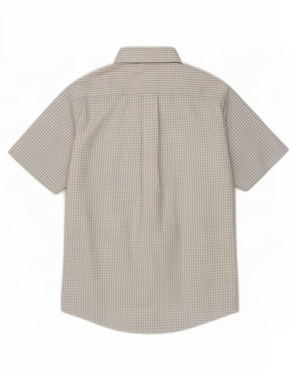 Camisa masculina de manga curta Orvis, algodão guingão branco médio