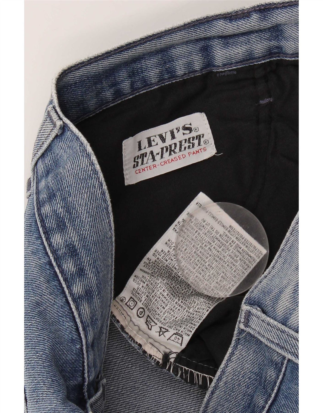 Calça jeans reta feminina Levi's desgastada W28 L32 algodão azul