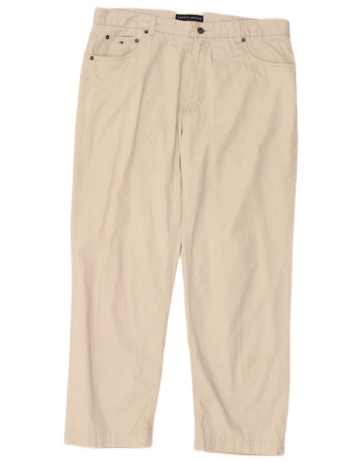 TOMMY HILFIGER Jeans reto masculino W36 L27 algodão bege