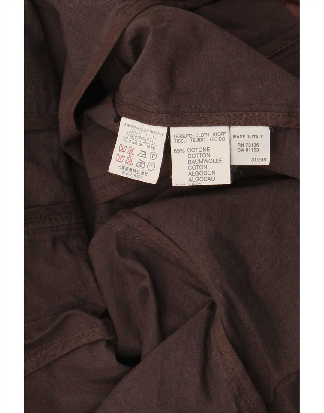 Jaqueta blazer feminina Marella com 2 botões Reino Unido 16 grande algodão marrom