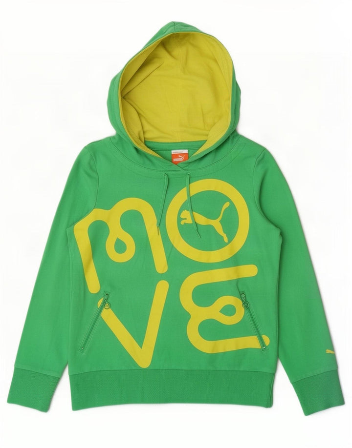Puma feminino gráfico moletom com capuz Reino Unido 12 médio verde