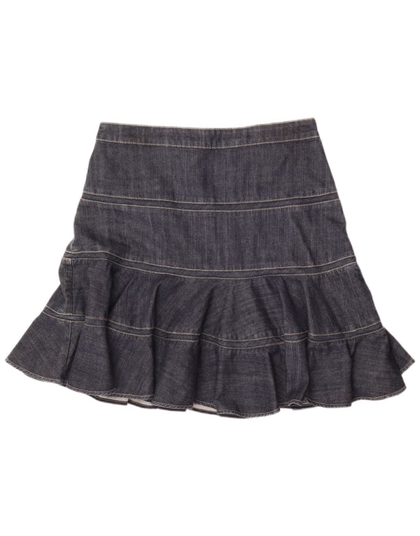 Saia jeans feminina Karen Millen W34 grande algodão azul marinho