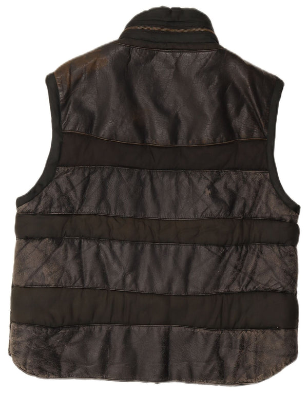 Colete masculino Americanino de couro gráfico UK 42 XL preto colorblock