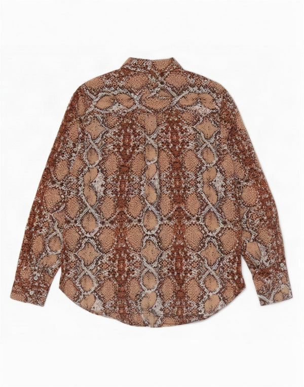 Blusa feminina Marks & Spencer Reino Unido 8 pequena marrom estampa animal poliéster