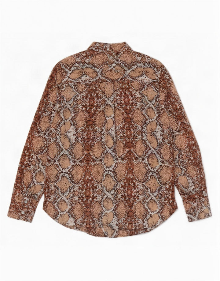 Blusa feminina Marks & Spencer Reino Unido 8 pequena marrom estampa animal poliéster