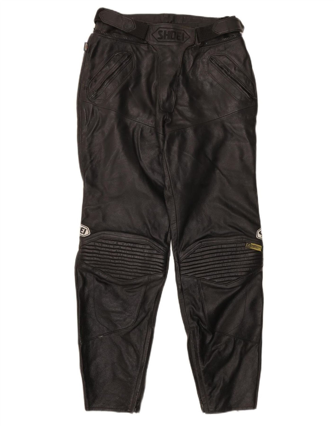 Calça feminina de couro para motociclista Shoei EU 42 médio W28 L21 couro preto