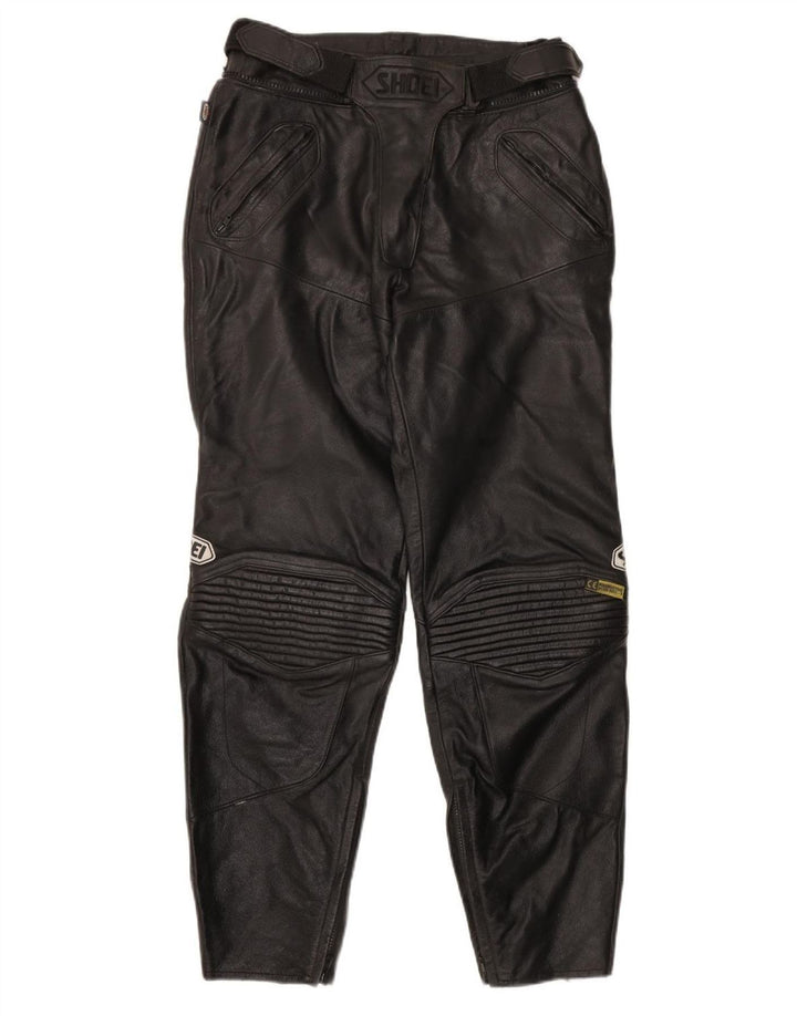 Calça feminina de couro para motociclista Shoei EU 42 médio W28 L21 couro preto