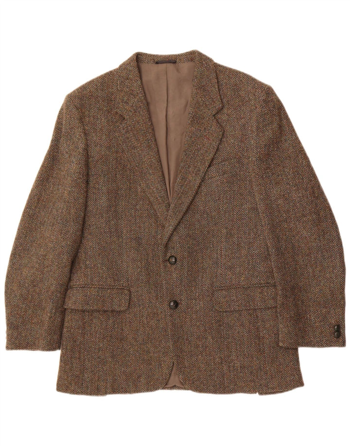 Jaqueta Pitlochry masculina Harris Tweed Blazer Reino Unido 38 espinha de peixe marrom médio