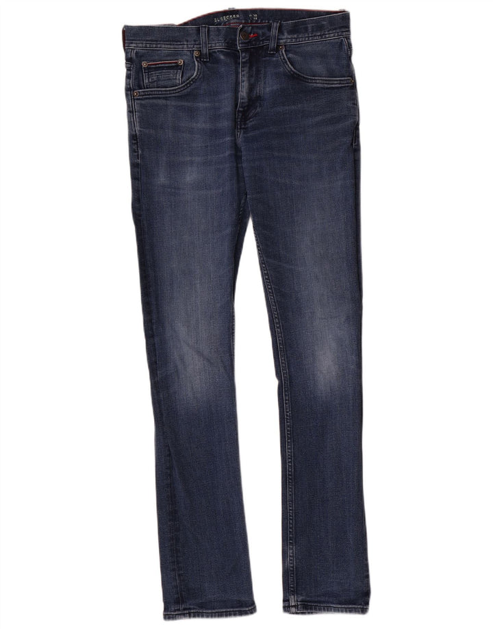 Tommy Hilfiger feminino Bleecker Slim Jeans W30 L32 Azul Algodão