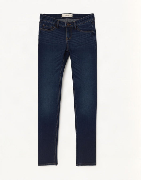 Jeans skinny feminino Hollister US 3 pequeno W26 L29 algodão azul marinho
