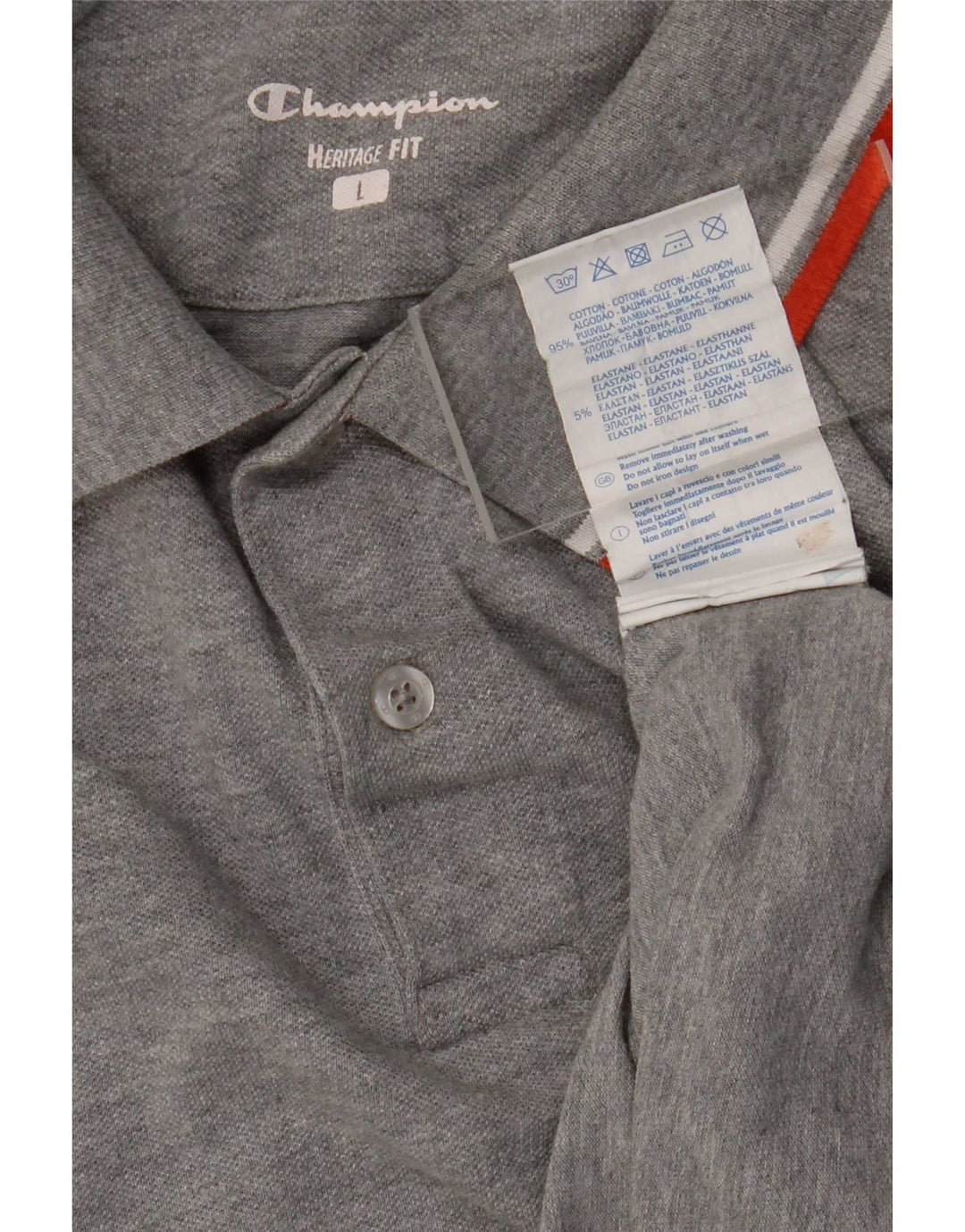 Camisa polo masculina Champion Heritage Fit grande algodão cinza