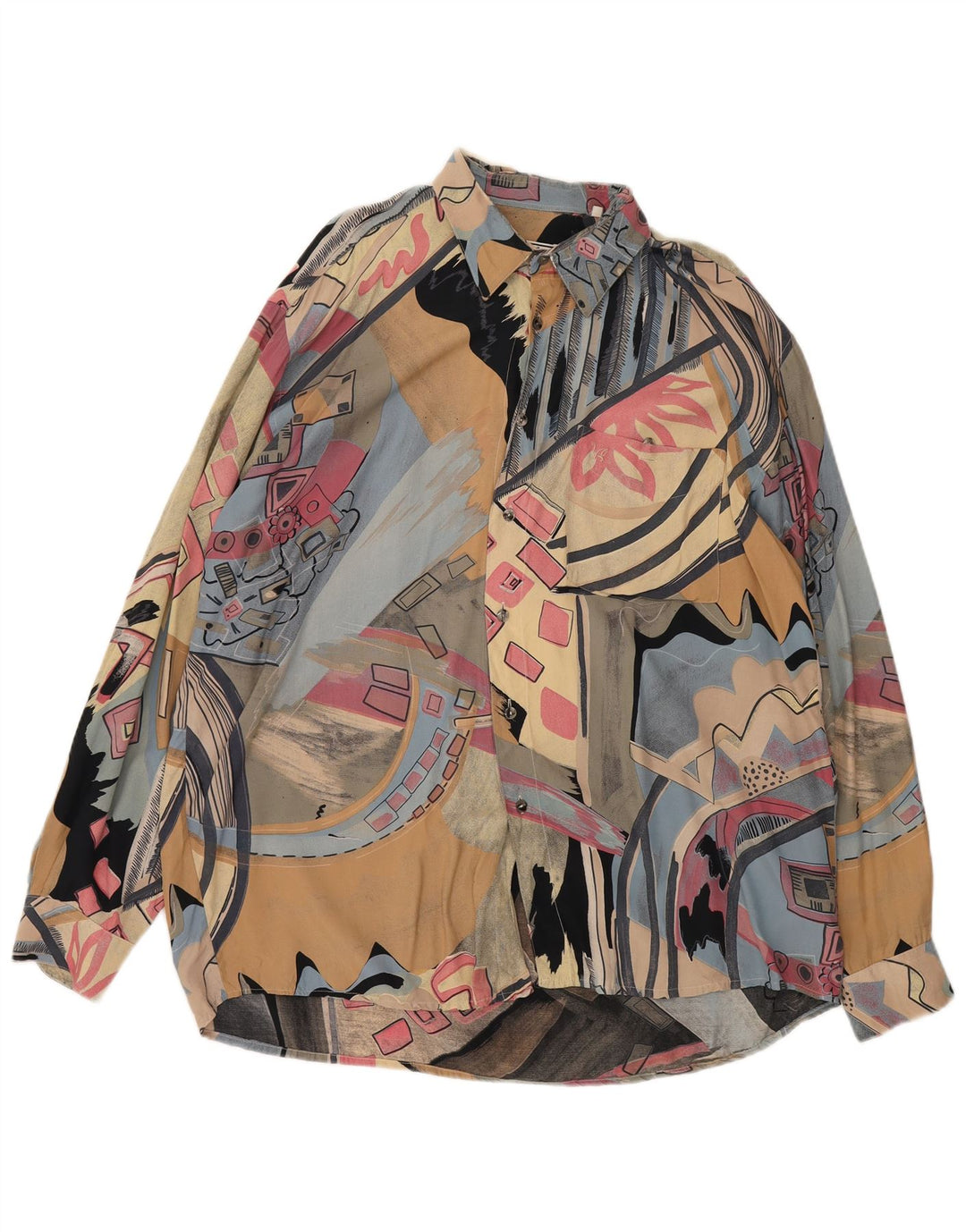 Vintage masculino oversized abstrato padrão camisa grande retrô multicolorido
