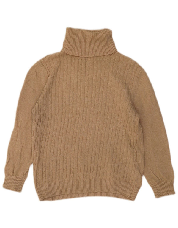 Zara Suéter feminino cropped com gola redonda Reino Unido 12 algodão bege médio