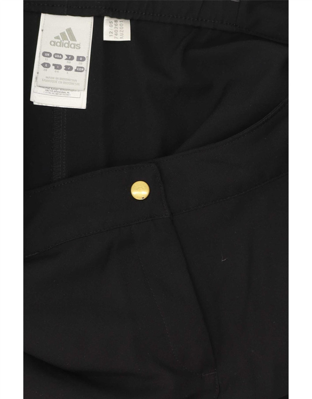 Shorts casuais femininos Adidas UK 12 médio W32 poliéster preto
