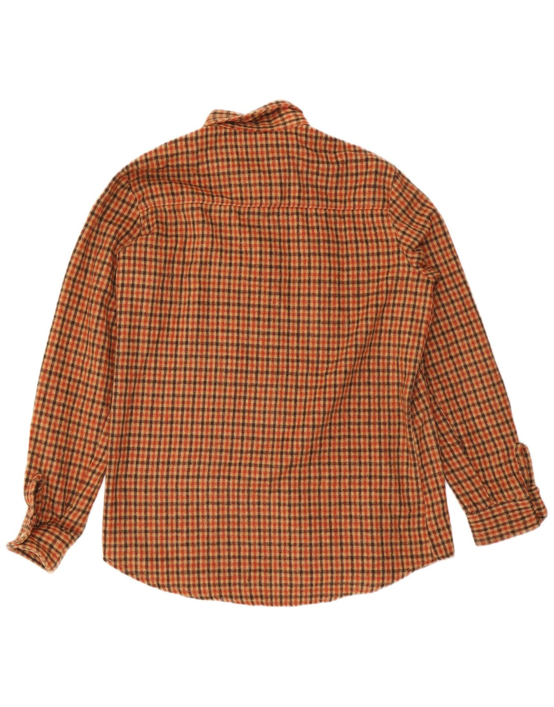 Camisa masculina vintage de flanela xadrez marrom médio