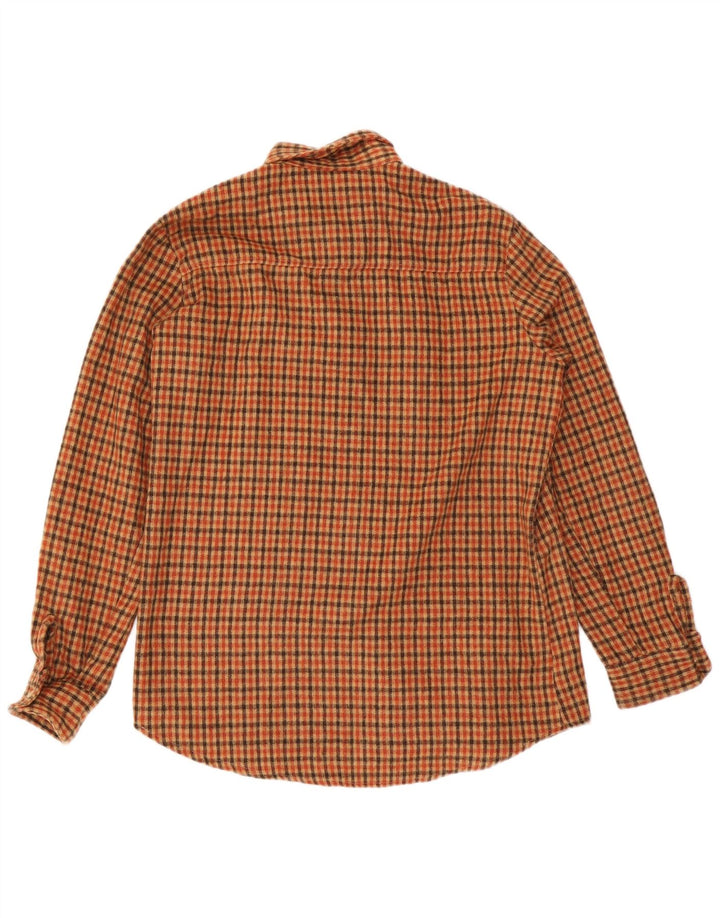 Camisa masculina vintage de flanela xadrez marrom médio