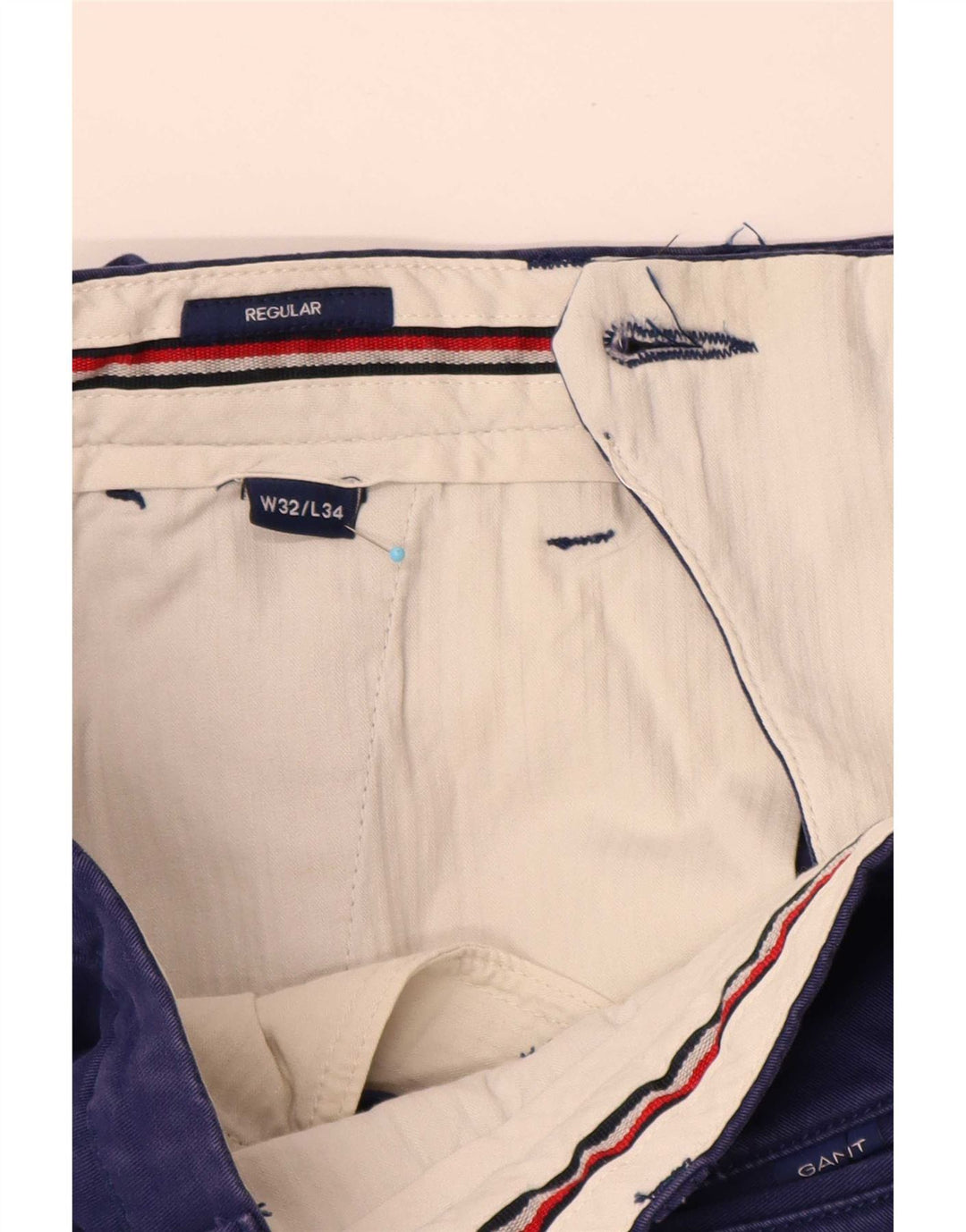Calça Chino Regular Masculina Gant W32 L34 Algodão Azul
