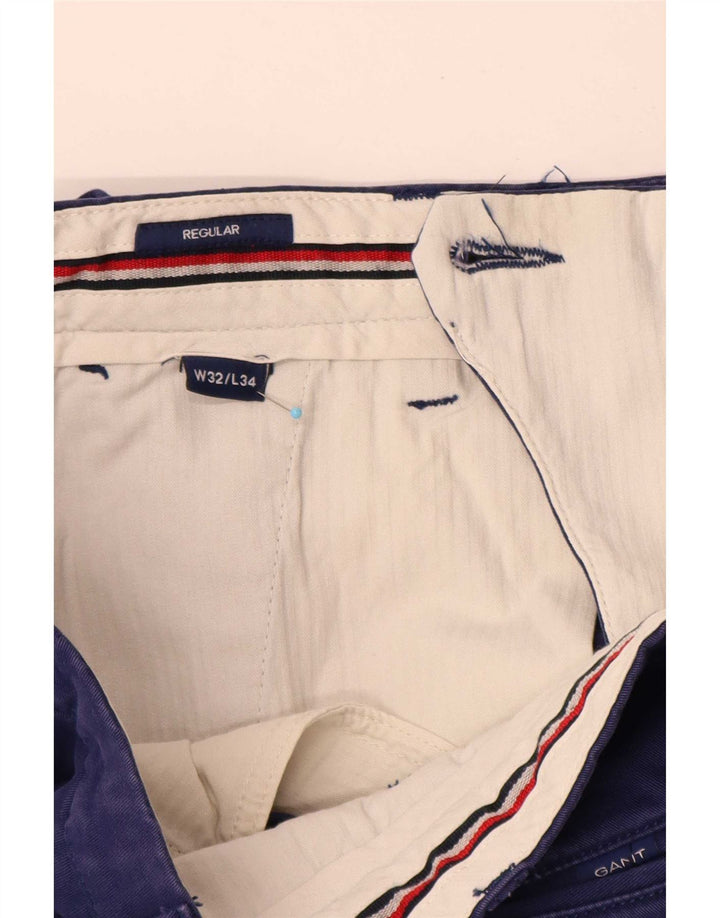 Calça Chino Regular Masculina Gant W32 L34 Algodão Azul