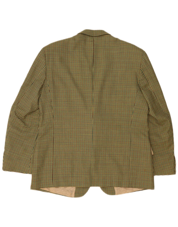 Jaqueta blazer masculina vintage com 2 botões IT 56 3XL lã houndstooth amarela