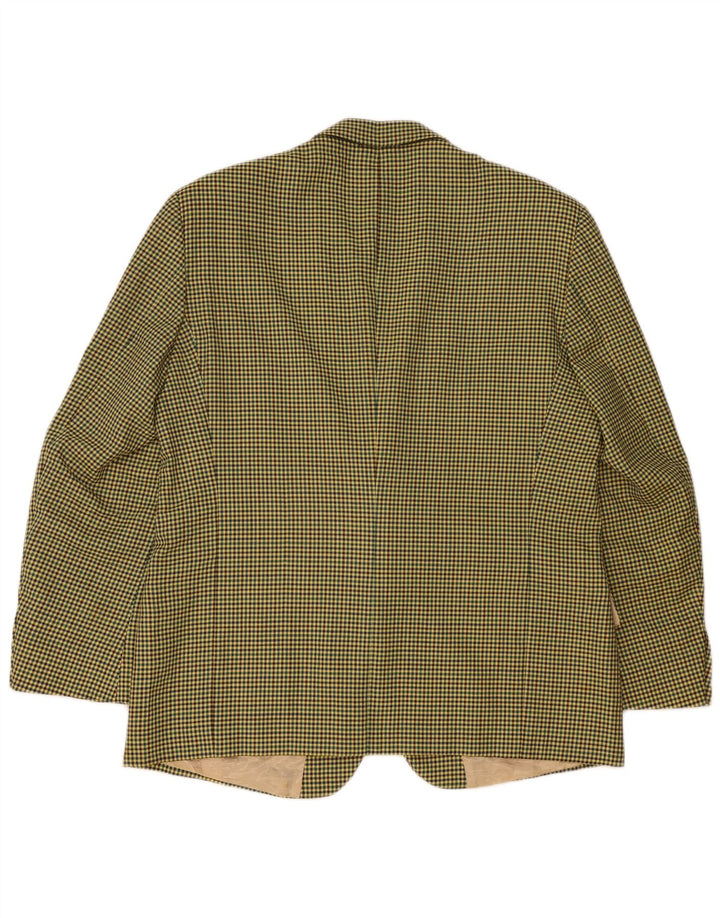 Jaqueta blazer masculina vintage com 2 botões IT 56 3XL lã houndstooth amarela