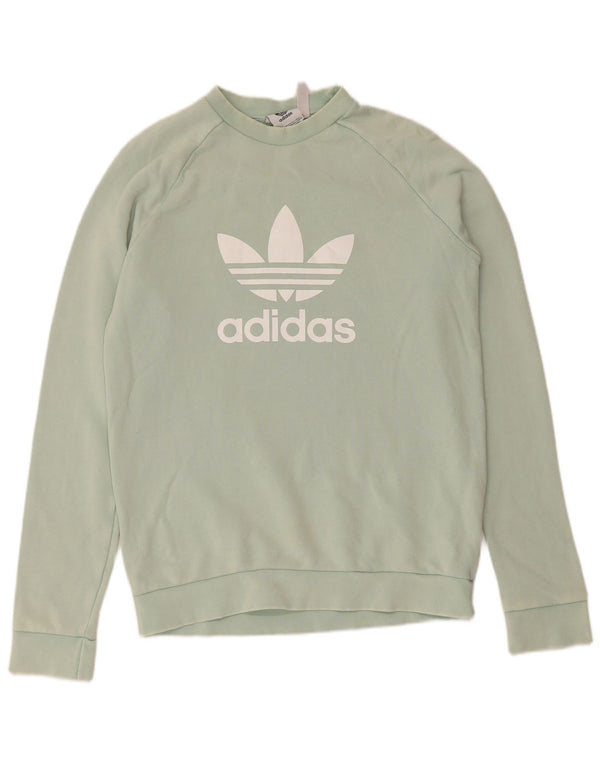 Adidas Mens Graphic Moletom Jumper Pequeno Algodão Turquesa