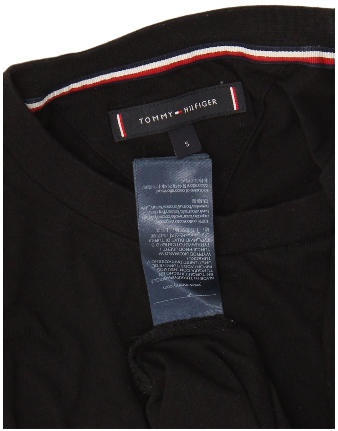TOMMY HILFIGER Camiseta masculina top pequeno algodão preto
