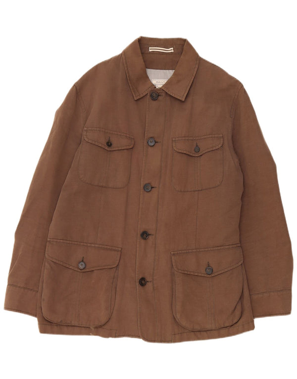 Jaqueta utilitária masculina Gant UK 40 grande algodão marrom