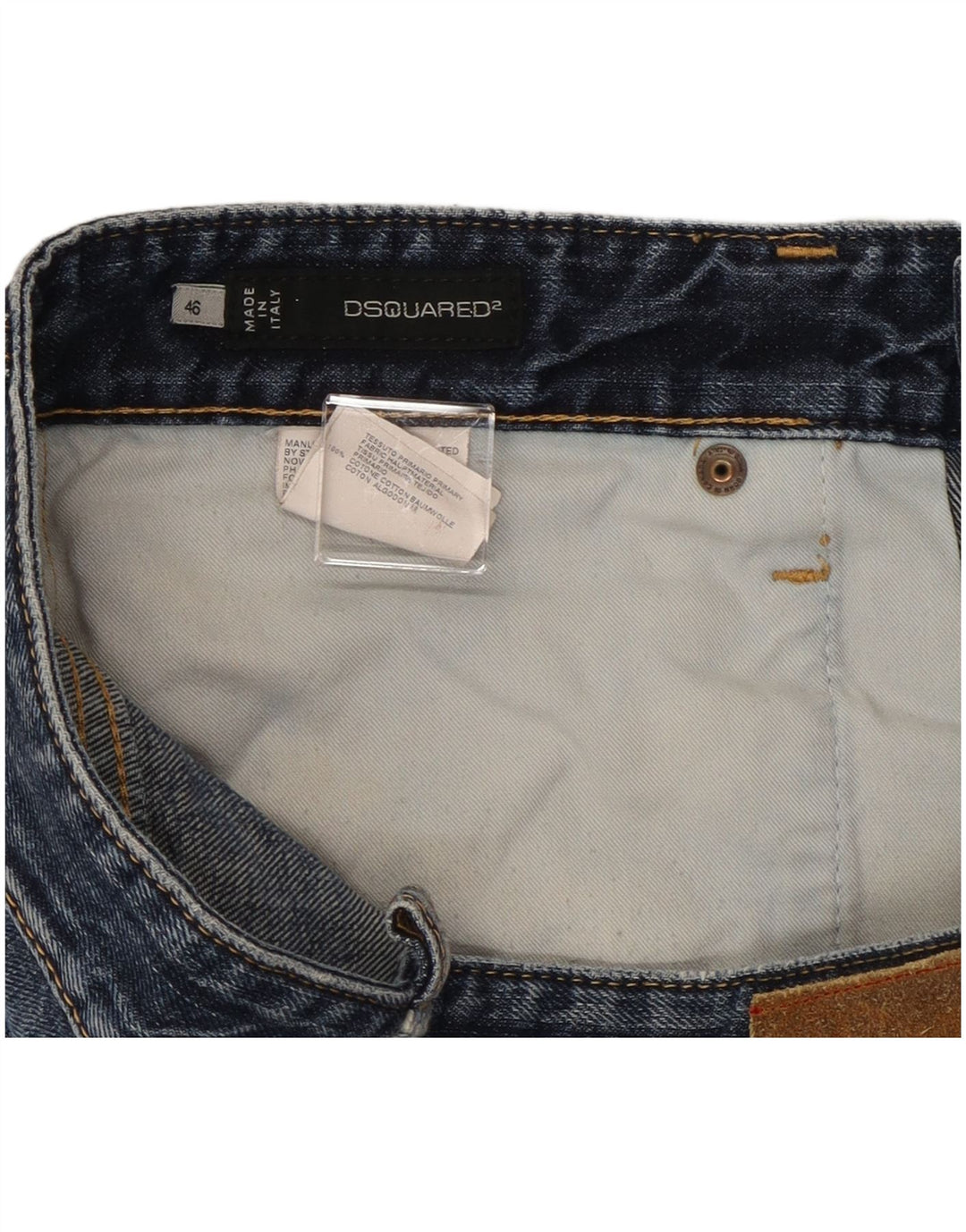 Calça jeans feminina Dsquared desgastada IT 46 grande W32 L29 algodão azul