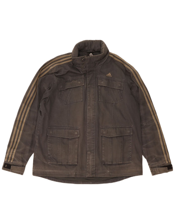 Adidas Mens Hooded Utility Jacket UK 42 XL Cinza Algodão