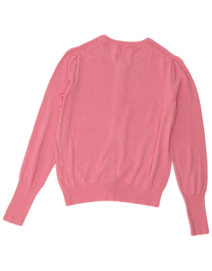 Suéter cardigã feminino Marks & Spencer UK 8 pequeno viscose rosa