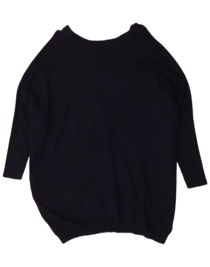 Zara Suéter feminino oversized com decote em V Reino Unido 14 médio azul marinho