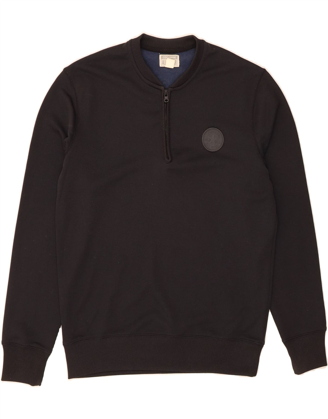 CONVERSE Mens Zip Neck Sweatshirt Jumper Medium Black Cotton Vintage Converse and Second-Hand Converse from Messina Hembry 