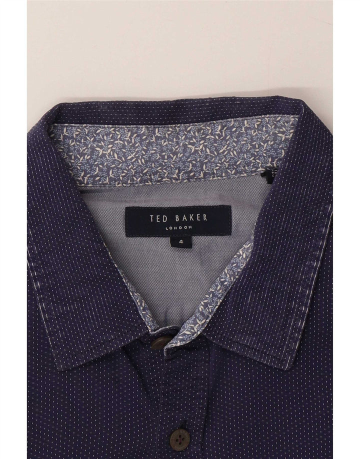 Camisa masculina Ted Baker tamanho 4 grande azul marinho manchado