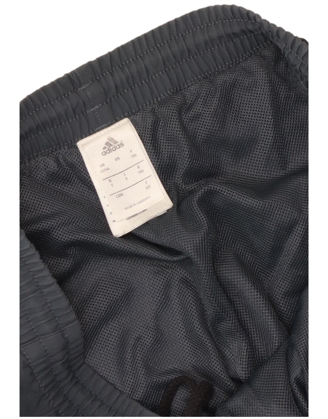 Calças de treino masculinas Adidas UK 42/44 poliéster cinza grande