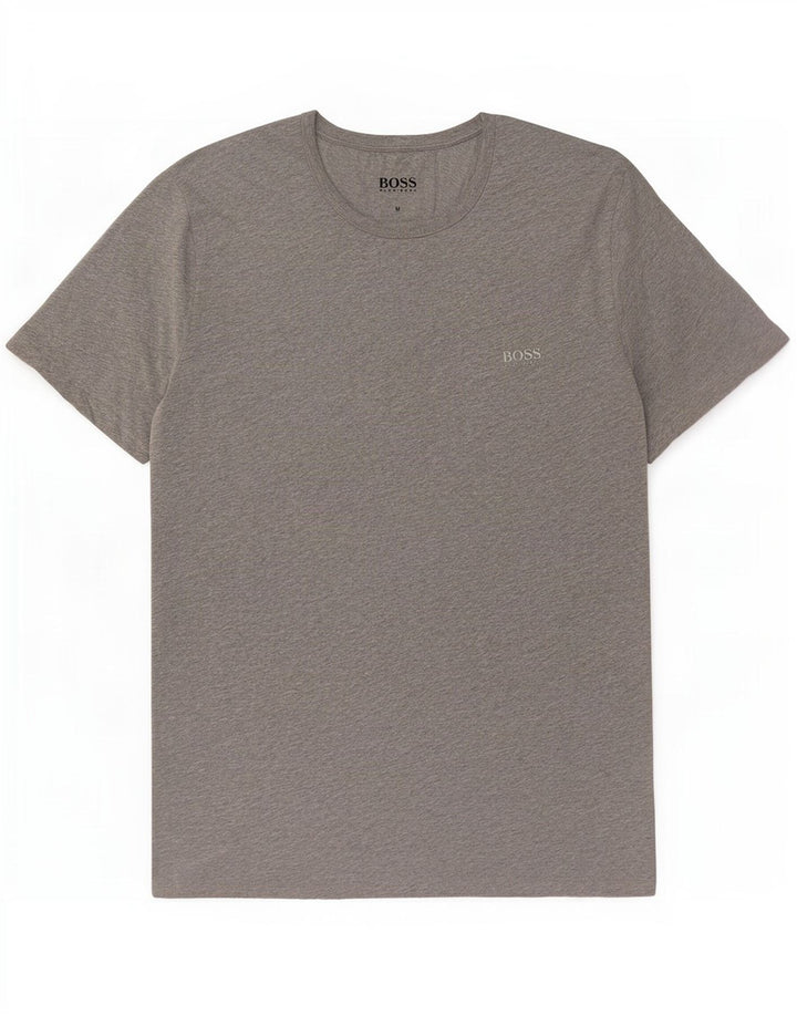 Camiseta masculina Hugo Boss Top algodão cinza médio