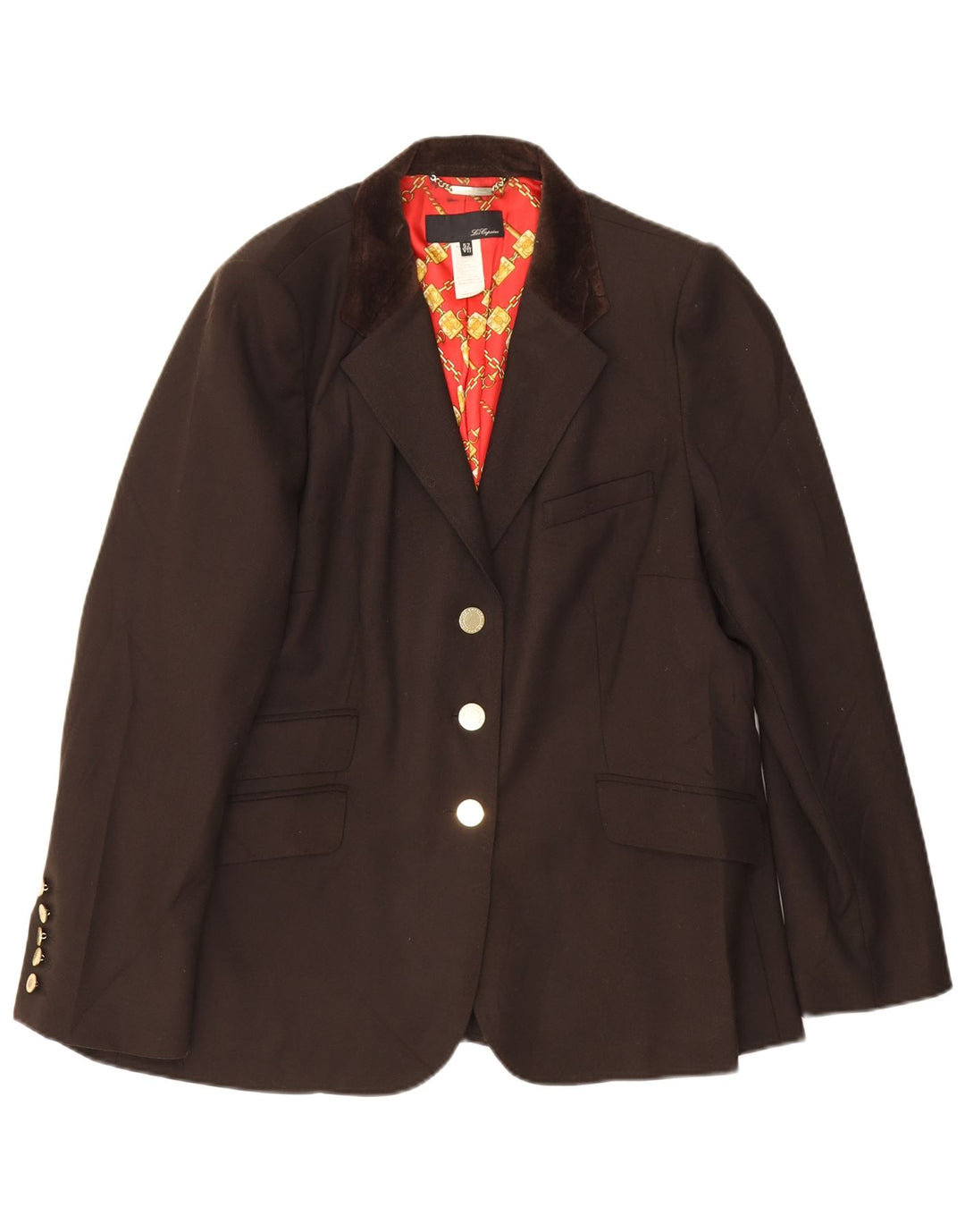 Jaqueta blazer feminina Les Copains com 3 botões IT 52 2XL lã virgem marrom