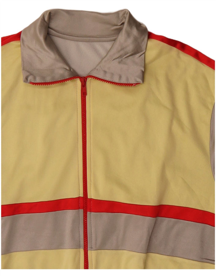 Jaqueta vintage masculina de agasalho cinza médio colorblock