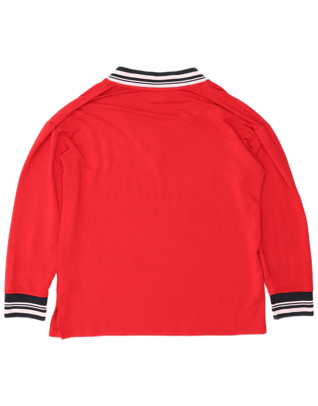 Top feminino TOMMY HILFIGER manga comprida UK 14 viscose vermelha média