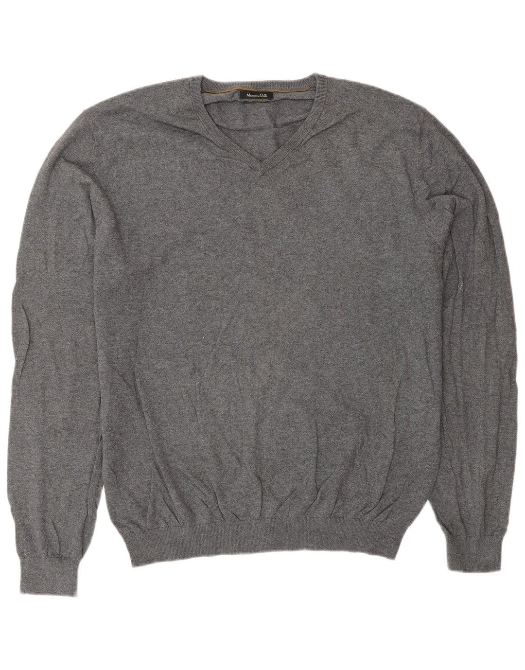 Suéter masculino Massimo Dutti com decote em V XL algodão cinza