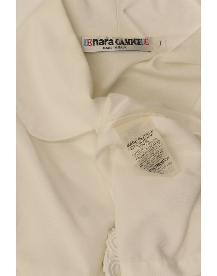 Blusa feminina de manga curta Naracamicee Reino Unido 12 algodão branco médio