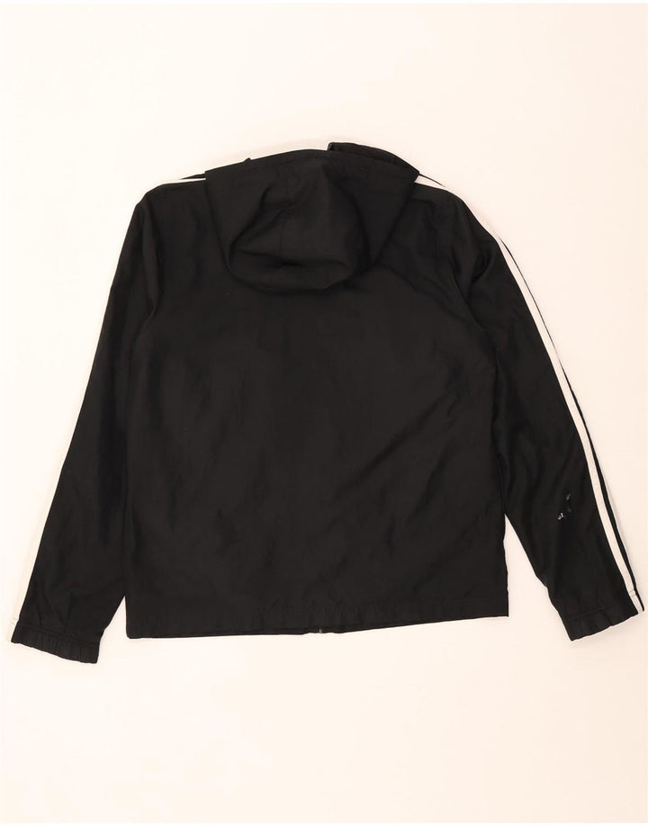 Adidas Womens Hooded Tracksuit Top Jacket UK 14 Grande Poliéster Preto