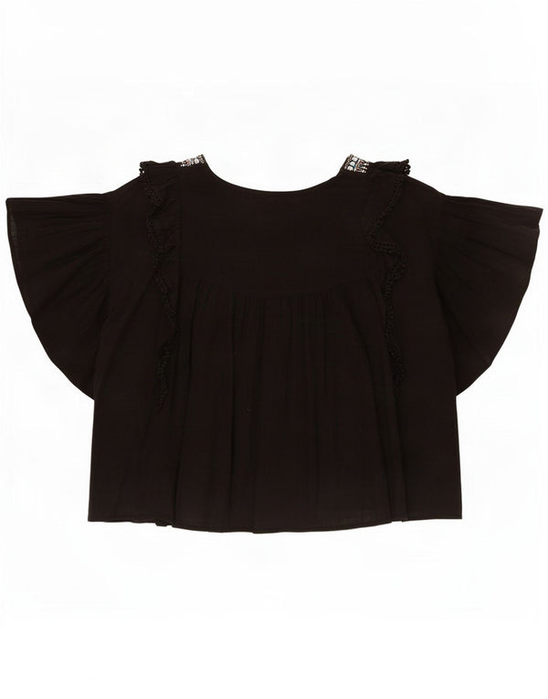 Topshop blusa feminina oversized top UK 8 pequeno algodão preto