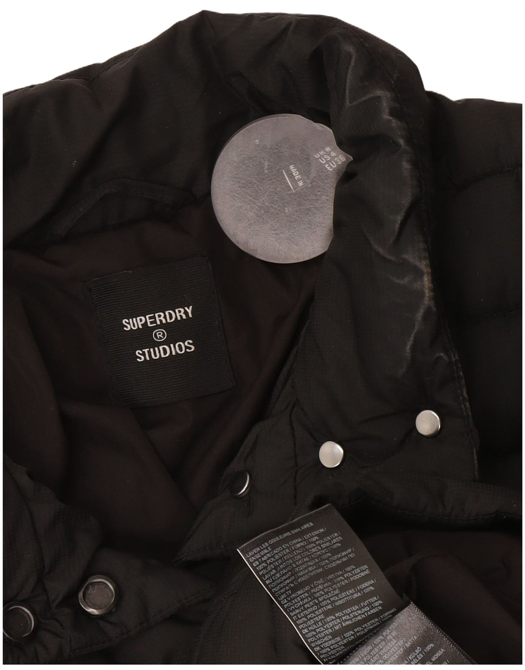 Jaqueta acolchoada Crop feminina Superdry UK 8 poliéster preto pequeno