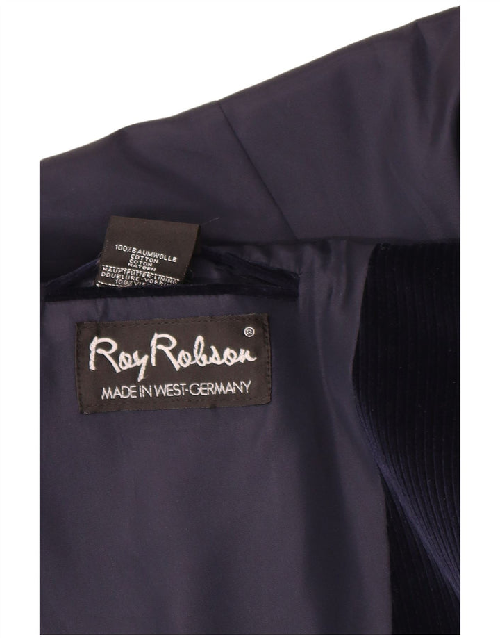 Jaqueta blazer masculina de veludo cotelê Roy Robson com 2 botões Reino Unido 38 azul marinho médio